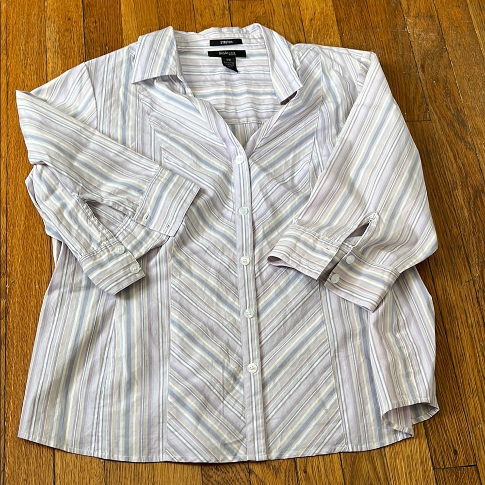 Style & Co. Striped Button Down Shirt Size 18W
